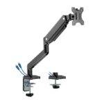 MXG BMA-12U Single Monitor Premium Aluminum Spring-Assisted With 3.0 USB Cable Monitor Arm – Matte Black