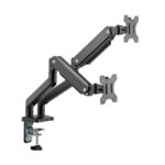 MXG BMA-24U Dual Monitor Premium Aluminum Spring-Assisted With 3.0 USB Cable Monitor Arm – Matte Black
