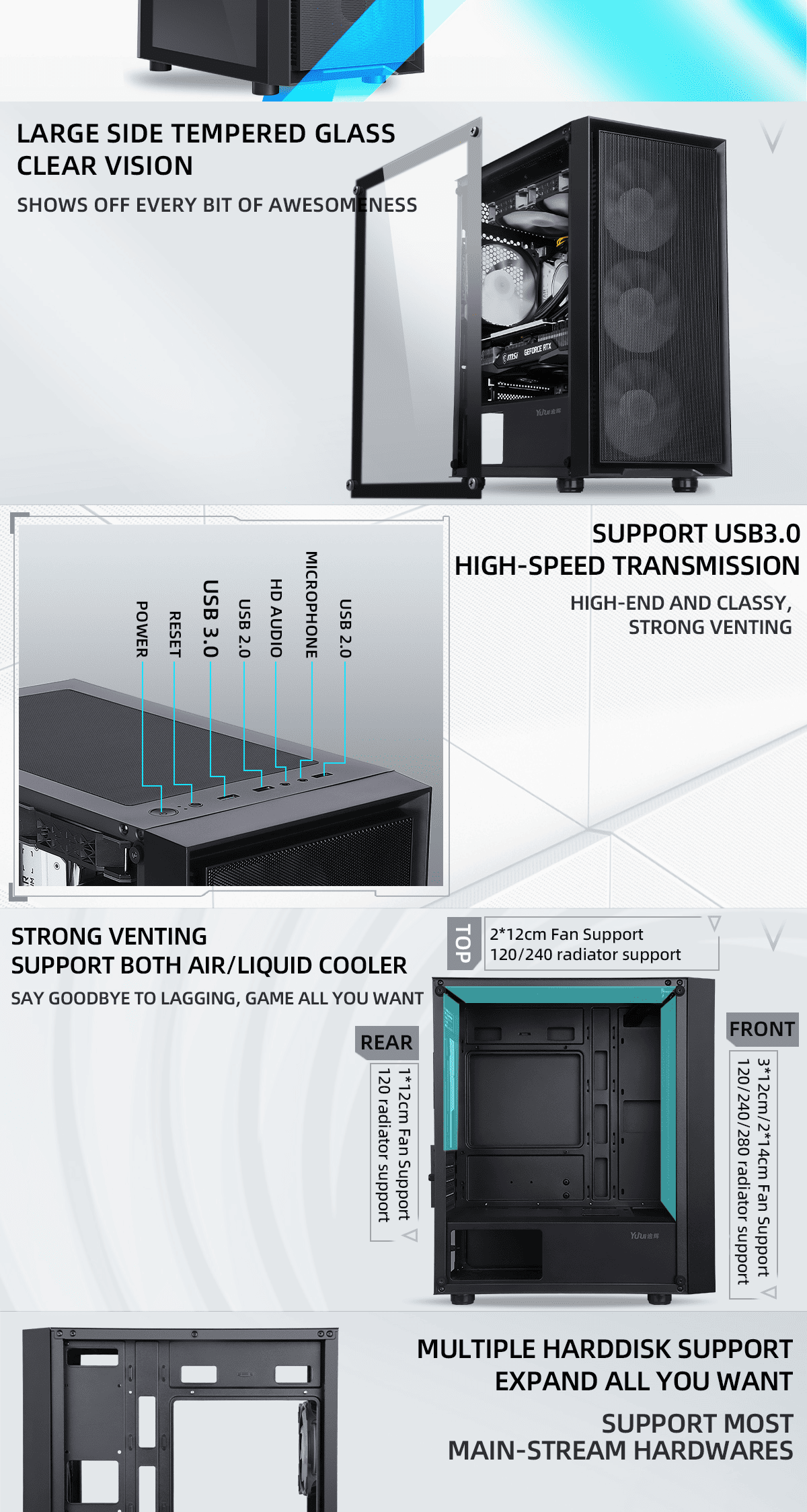 SAMA M203 ATX Mid Tower Gaming Chassis Overview