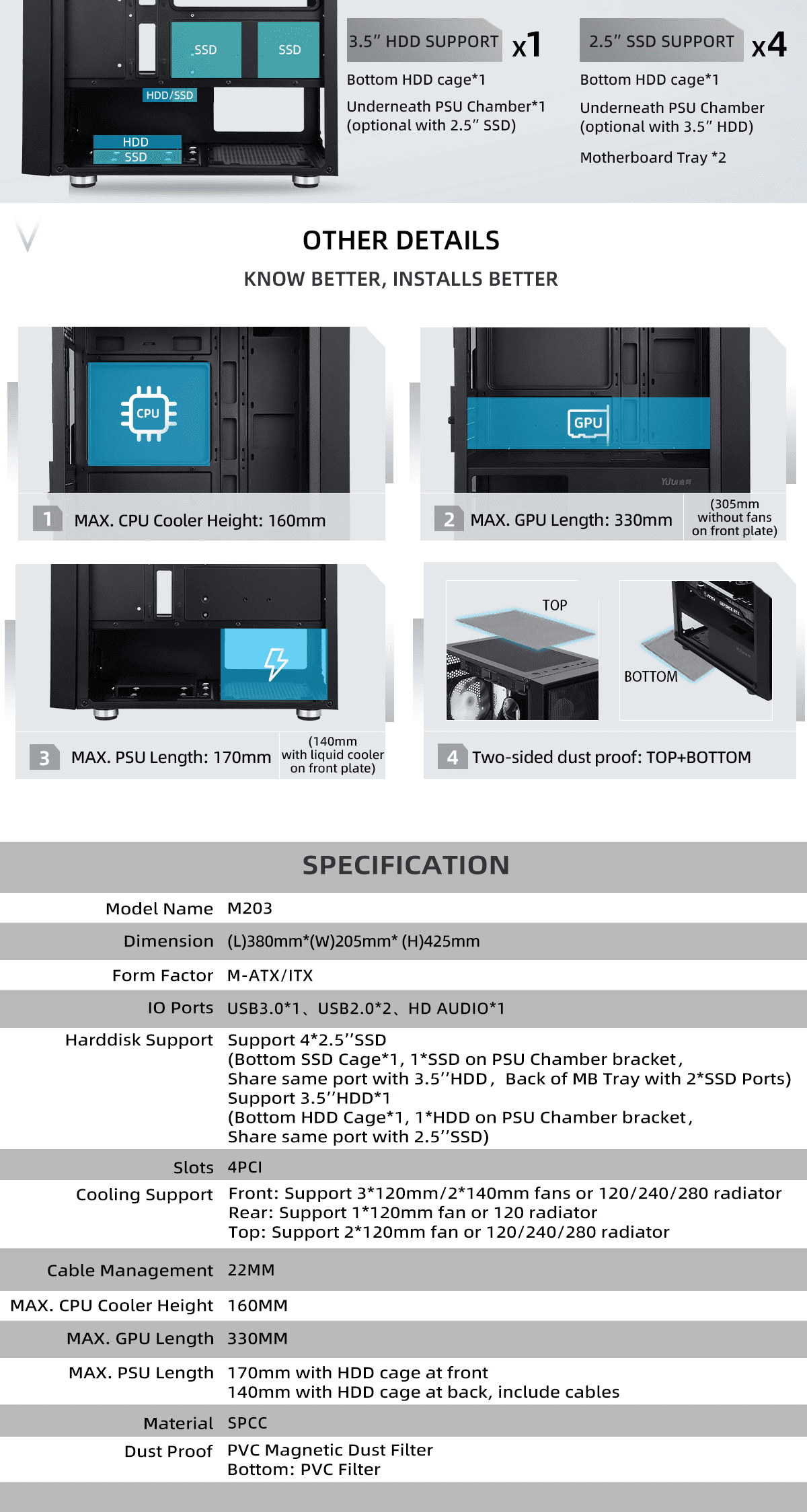 SAMA M203 ATX Mid Tower Gaming Chassis Overview