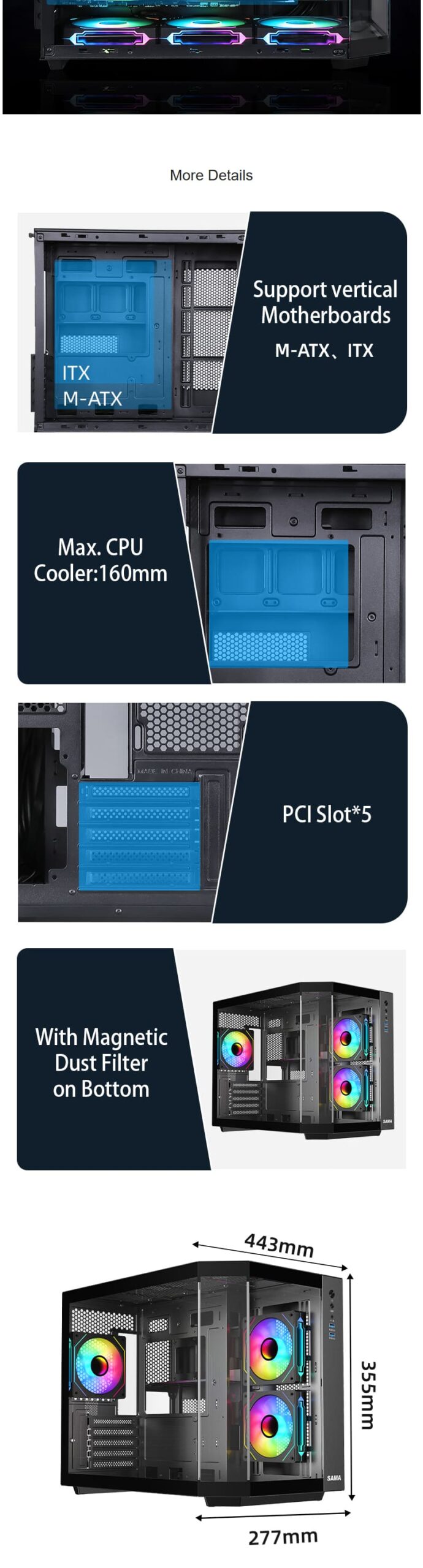 SAMA Neview 2771 Micro-ATX Tower Gaming Chassis - Black