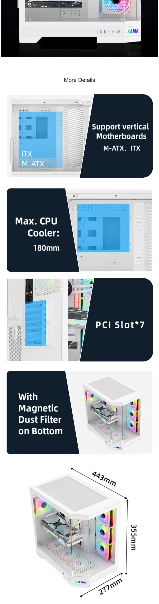 SAMA Neview 3021 ATX Full Tower Gaming Chassis - White