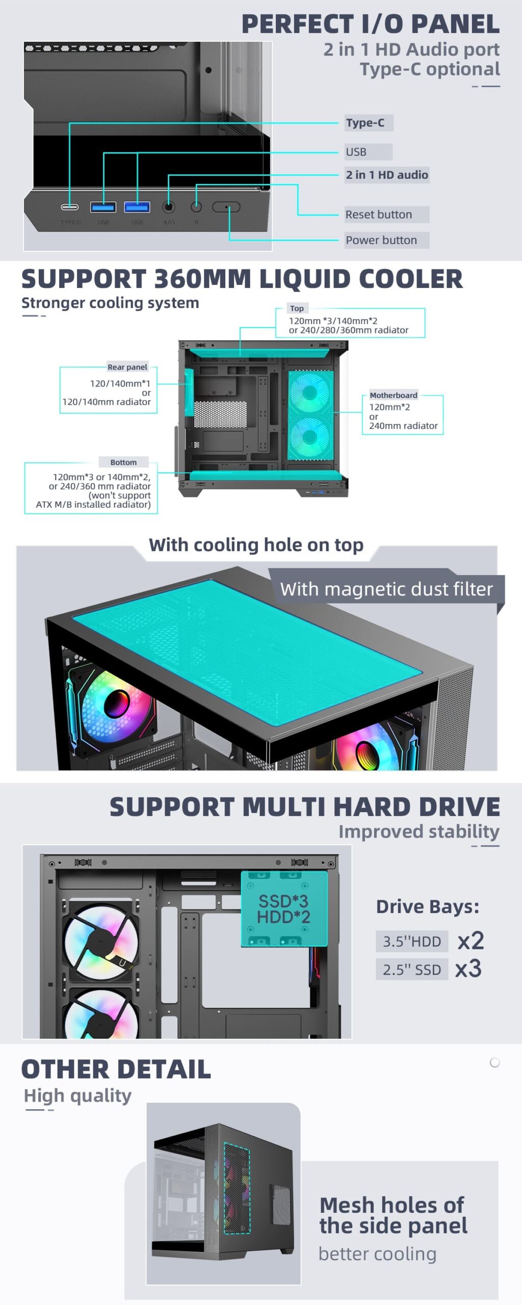 SAMA Neview A721 BTF ATX Mid Tower Gaming Chassis Overview