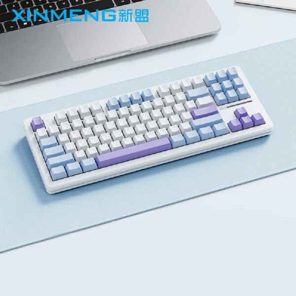 SAMA XINMENG M87 Pro V2 Tri-Mode Gasket Mechanical Keyboard - White Blue - Emerald Blue